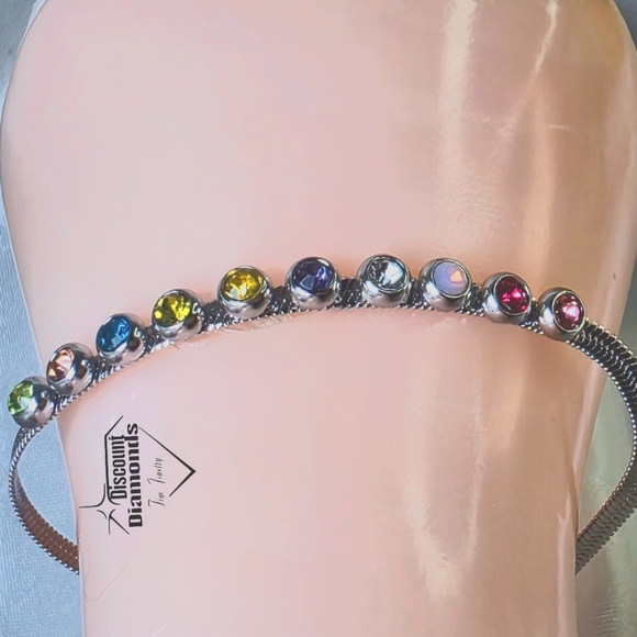 Titanium Snake Skin Multi Colored Zircon Bracelet - Picture 2 of 6